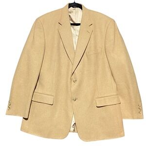 Vintage Claiborne Camel Hair‎ Blazer Men's Size 44L Tan Two Button Sport Coat